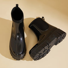 Women's Mid Calf Rain Boots Elastic Mouth Non-slip Waterproof Short B