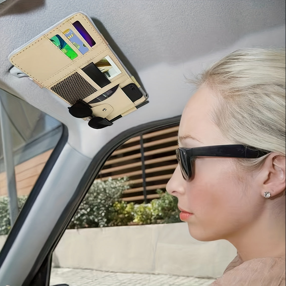 Car Sun Visor Document Organizer Holder with Pocket