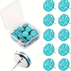 30pcs Diamond Push Pins Glitter Rhinestone Thumb Tacks for Office Wall