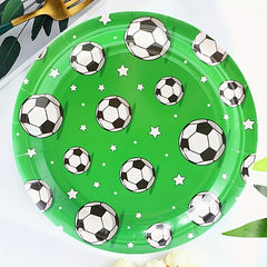20pcs Soccer Party Plates And Napkins Set - Green Theme Tableware