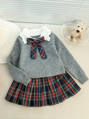 Preppy Style Lace Collar Knit Sweater