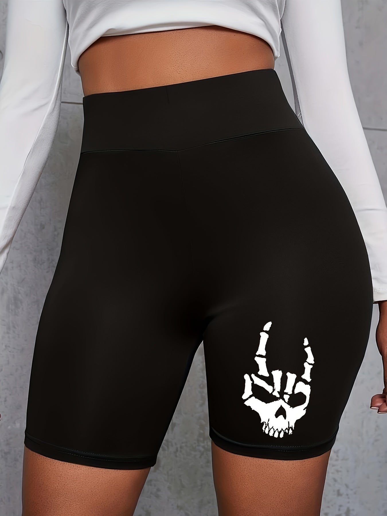 Casual Shorts Women's Plus & Letter Print Skinny Sporty Shorts