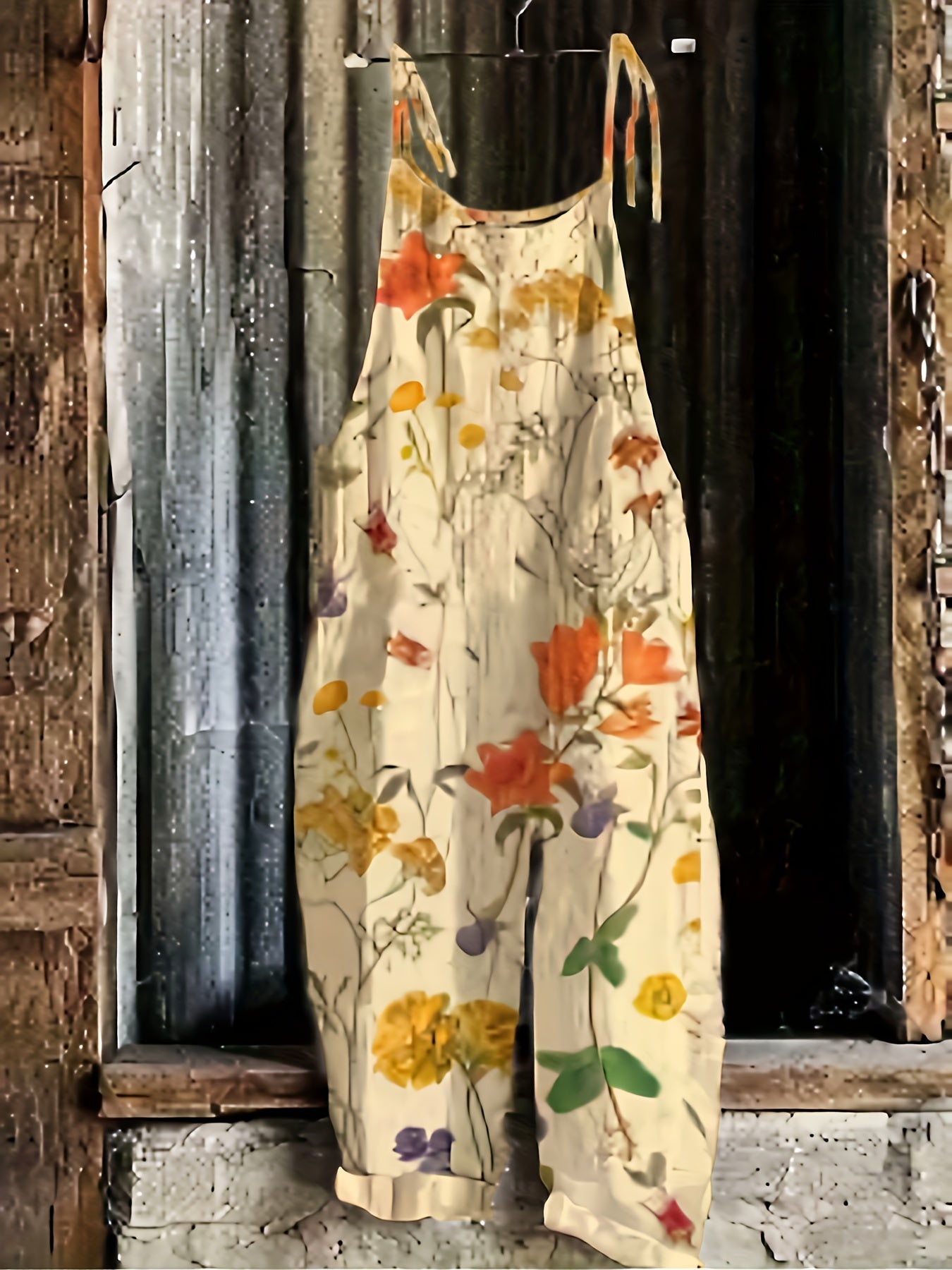 Floral Print Tie Shoulder Jumpsuit