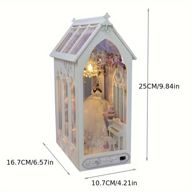 DIY Dollhouse Kit Wedding Scene with Chandelier & Floral Decor