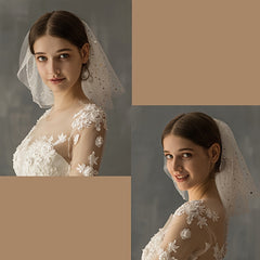 Bridal Veil Star Short Net Tulle Headpiece Puffy Wedding Hair Ornament