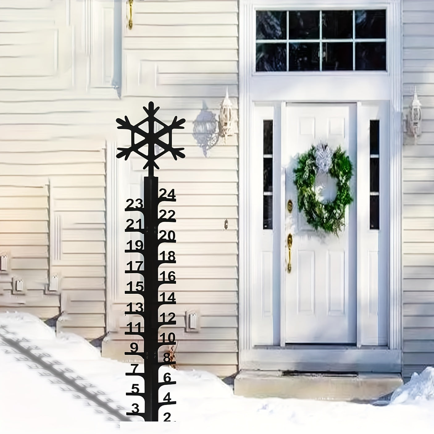 Metal Snow Gauge Large Iron Snowfall Measuring Rod Durable Garden Christmas Gift