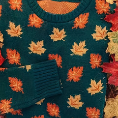 Maple Leaf Print Sweater Long Sleeve Jumper