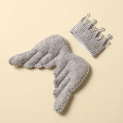 Newborn Wool Felt Angel Wings Crown Baby Photography Set