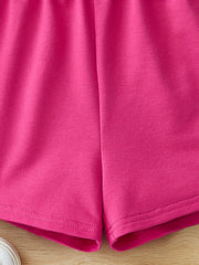 Toddler Girls Smile Face Graphic Elastic Waist Casual Sports Track Shorts