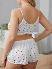 Heart Print Bra & Split Shorts Set