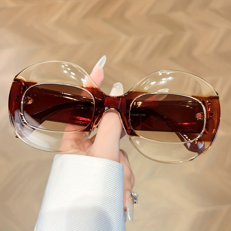 Large Oval Frame Sunglasses For Women Men Hiphop Glasses UV400