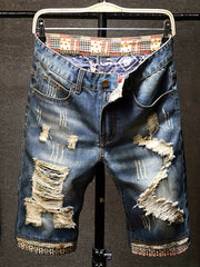 Mens Vintage Ripped Jeans Royal Straight Fit Shorts For Summer