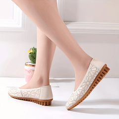 Floral Embroidered Flat Loafers Slip On Soft Sole Casual Walking Flats