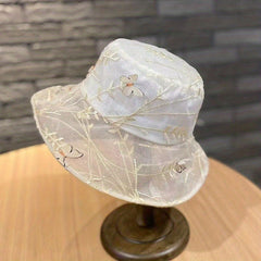 Breathable Summer Bucket Hat Butterfly Decor Fisherman Cap