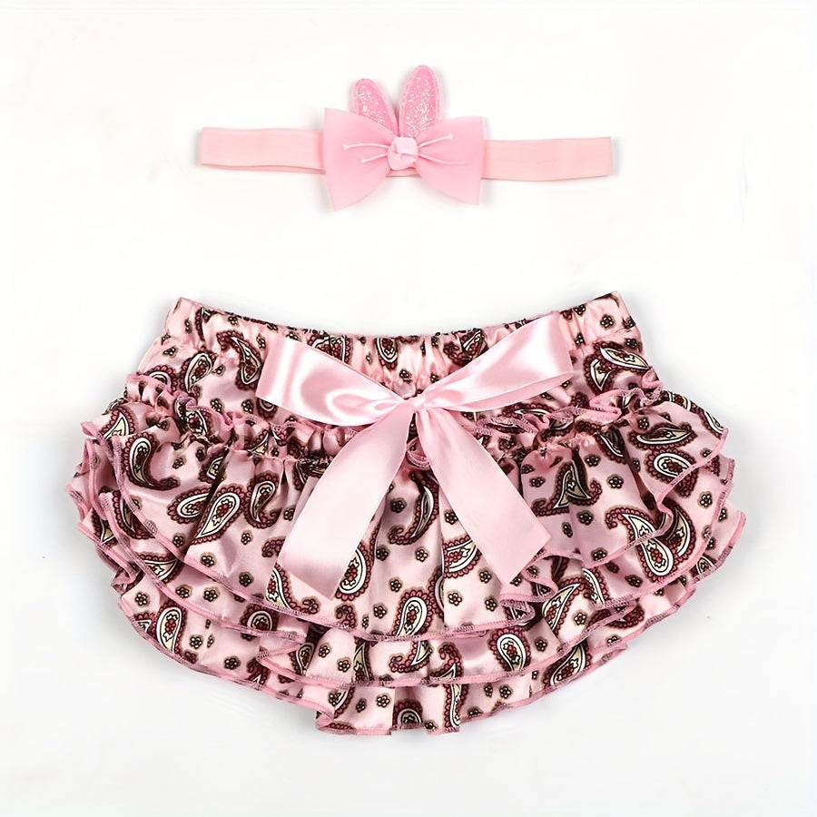 Baby Shorts Cashew Flower Pattern Satin PP Pants Set
