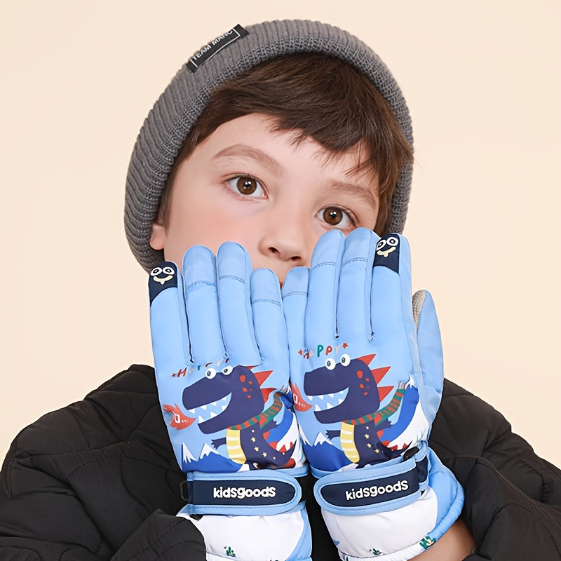 Kids Winter Waterproof Skiing Gloves, Non-slip Snow Playing Gloves