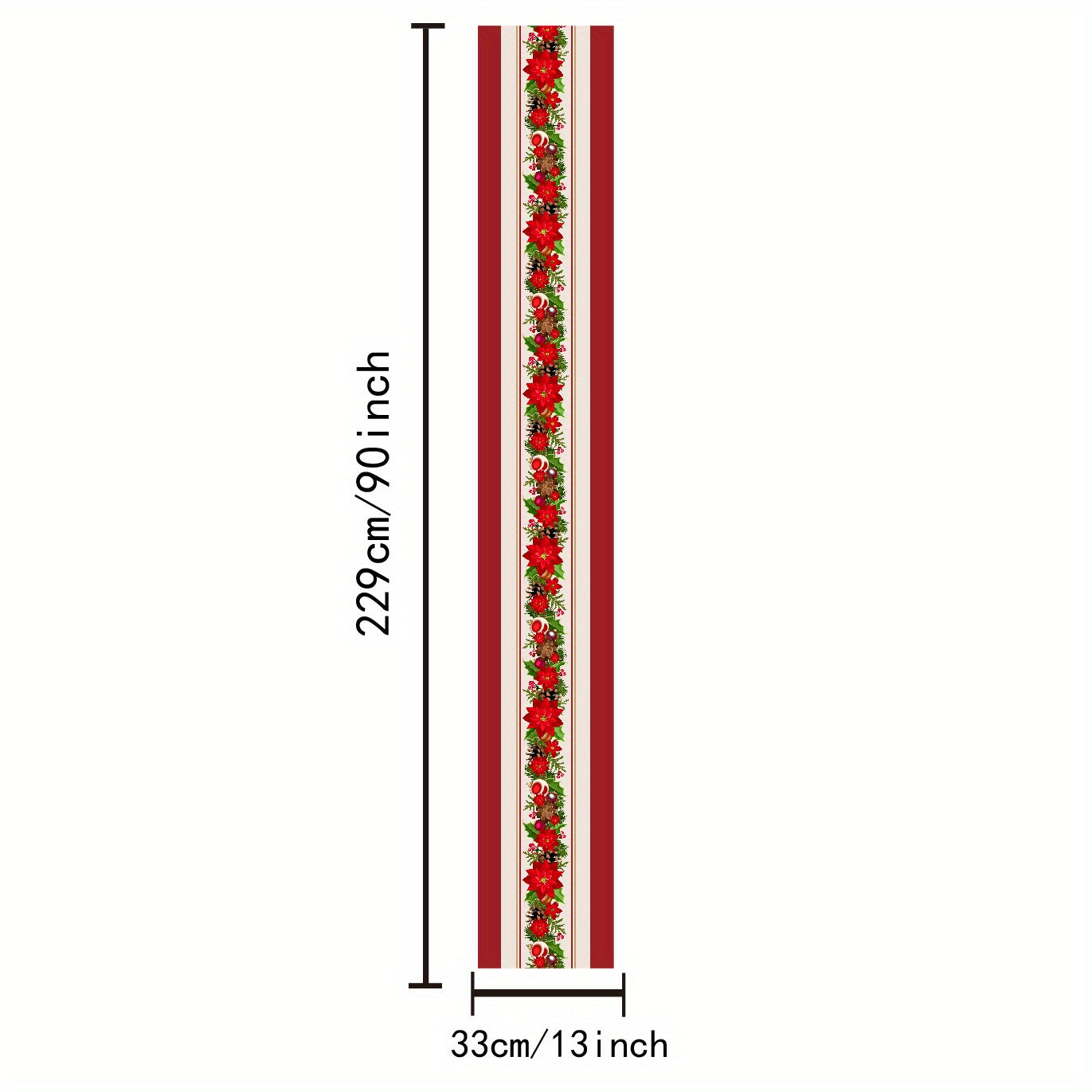 1pc Merry Christmas Table Runner Red Bell Printed Holiday Desktop Decoration