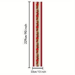 1pc Merry Christmas Table Runner Red Bell Printed Holiday Desktop Decoration