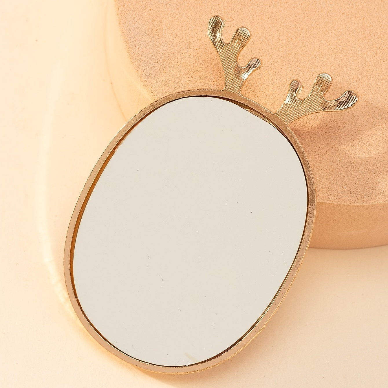 Deer Horn & Rhinestone Small Mirror Cosmetic Touch up Mirror Adhesive Sticker