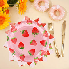 20pcs Strawberry Tableware Set - Girl Birthday Summer Fruit Party