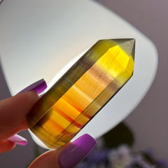 Small Yellow Fluorite Tower Natural Gemstone Lucky Gift Polished Point
