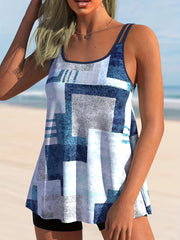 Women's Plus Patchwork Print Tankini Set