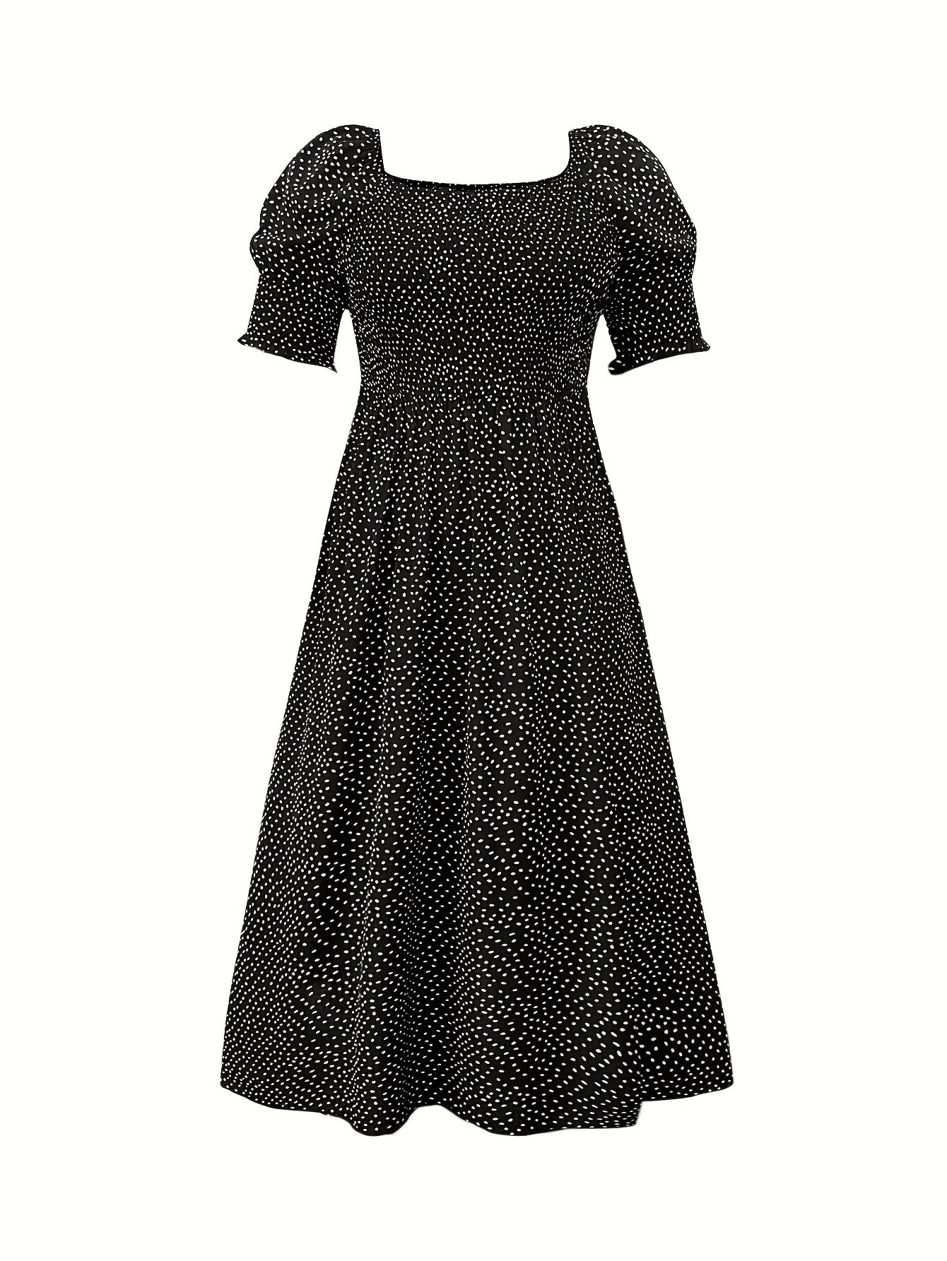 Polka Dot Puff Sleeve Maxi Dress