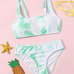 2pcs Tie Dye Bikini Girls Swimsuit Set Summer Swimwear Gift