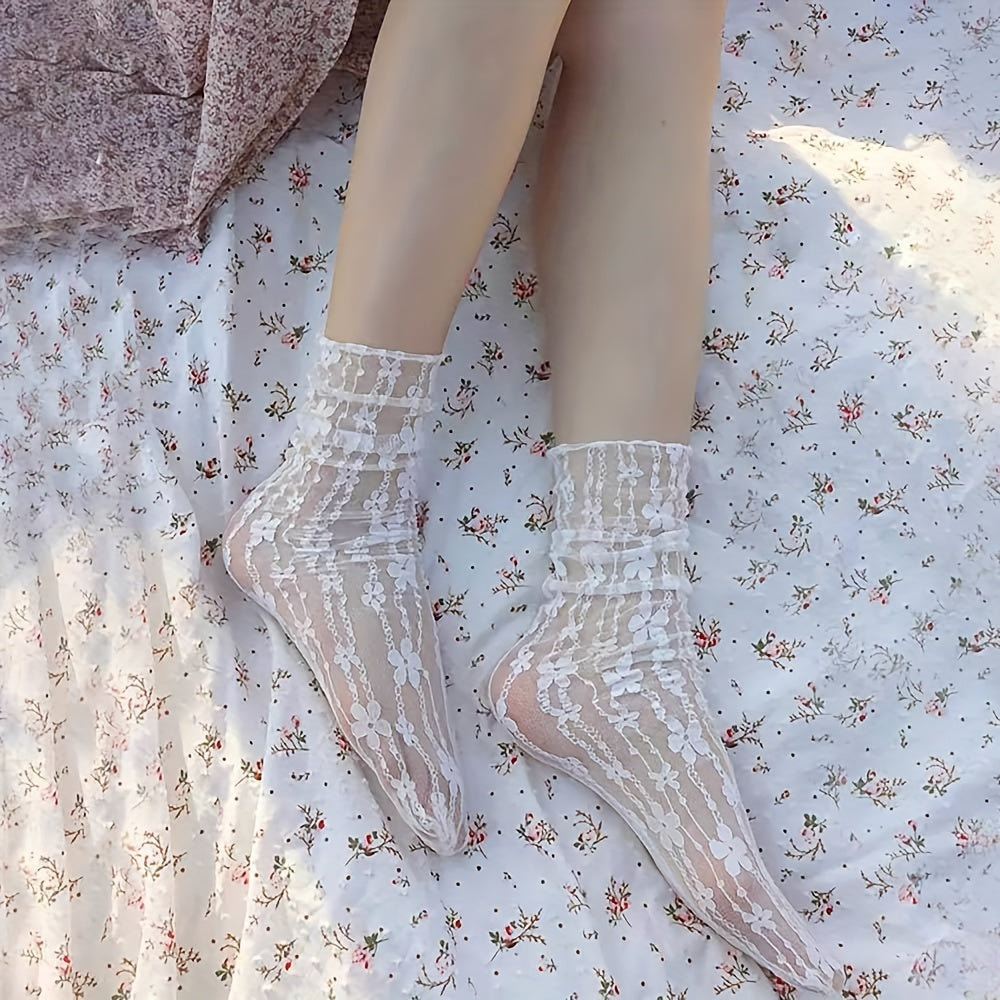 Floral Lace Mesh Socks Women's Stockings