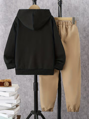 Boy's Gamepad Print Hoodie & Pants Set Spring Fall Outfits
