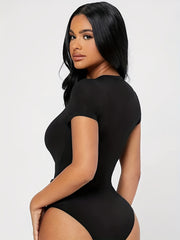 Slim Fit Crew Neck Bodysuit Short Sleeve Casual Bodysuit