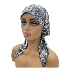 Paisley Print Turban Cap Elastic Head Scarf Lightweight Hijab Hats for Women