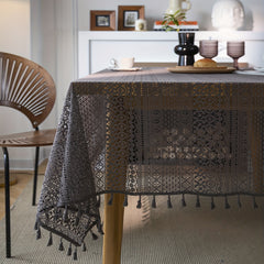 Bohemian Gray Lace Tablecloth for Parties and Home Decor