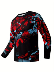 Men's Graffiti Pattern Long Sleeve Motorcycle Off road T shirt Quick Drying