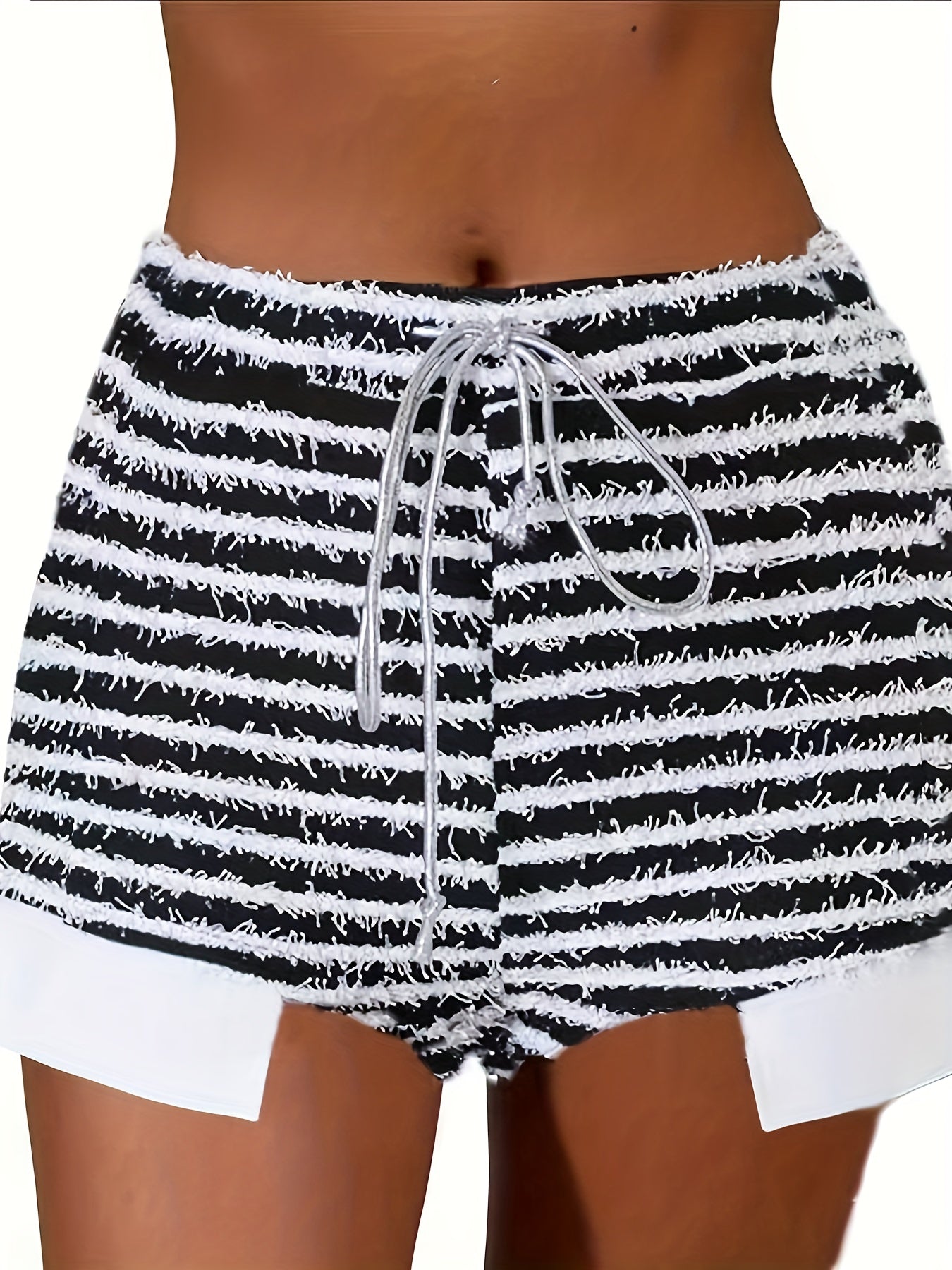 Striped Side Split Drawstring Shorts Women's Sexy Shorts