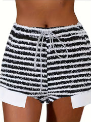 Striped Side Split Drawstring Shorts Women's Sexy Shorts