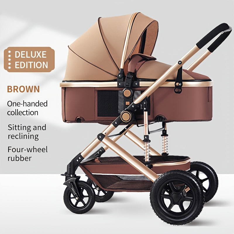 Foldable Baby Stroller Reversible High Landscape 4 Wheel Push