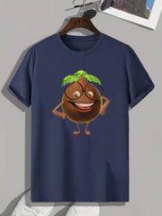 Coconut Print Men's Graphic T-shirt for Summer