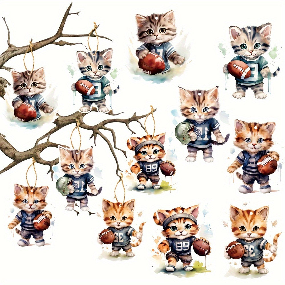 6pcs Cat Football Ornaments Football Coach Gift Helmet Hanging Ornament