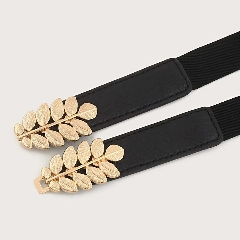 Thin Casual Belt Women Leaf Metal Buckle Dress Pants Belts