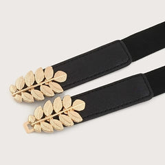 Thin Casual Belt Women Leaf Metal Buckle Dress Pants Belts