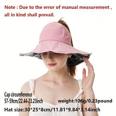 Wide Brim Sun Visor Hat Solid UV Protection Foldable Travel Beach Hat