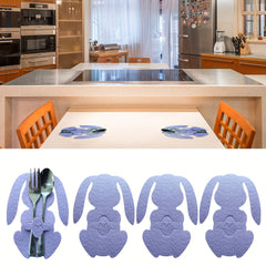 4PCS Easter Bunny Cutlery Bag Tableware Holders Knives Forks Pouch Decor