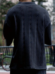 Men's V Neck Short Sleeve Sweatshirt Loose Pullover