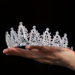 Baroque Style Crystal Headband Princess Rhinestone Crown Silvery Tiara