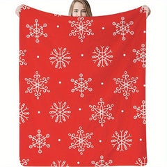 Christmas Snowflake Print Flannel Blanket Soft Warm Throw Blanket
