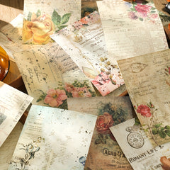 Vintage Scrapbook Paper Retro Flowers Letters Non Sticky 60 Sheets