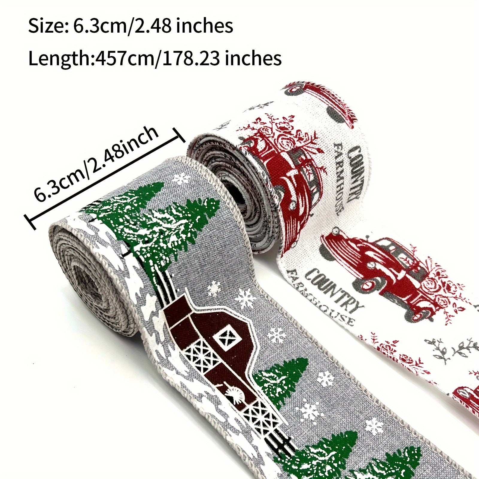 4.57M Merry Christmas Wired Edge Ribbon for Holiday Decor