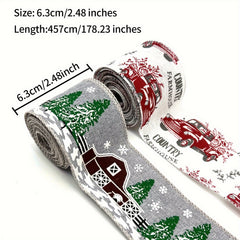 4.57M Merry Christmas Wired Edge Ribbon for Holiday Decor