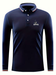 Men's Baseball Print Polo Shirt Casual Slightly Stretch